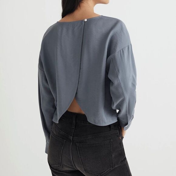 Madewell Relaxed Tulip-Back Top Womens Small Índigo - Picture 3 of 12